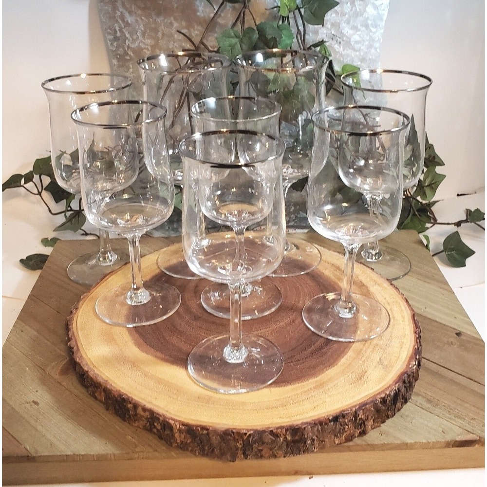 Set of 8 Exquisite Lenox Desire Platinum Trim Rimmed Crystal Stemware Glasses